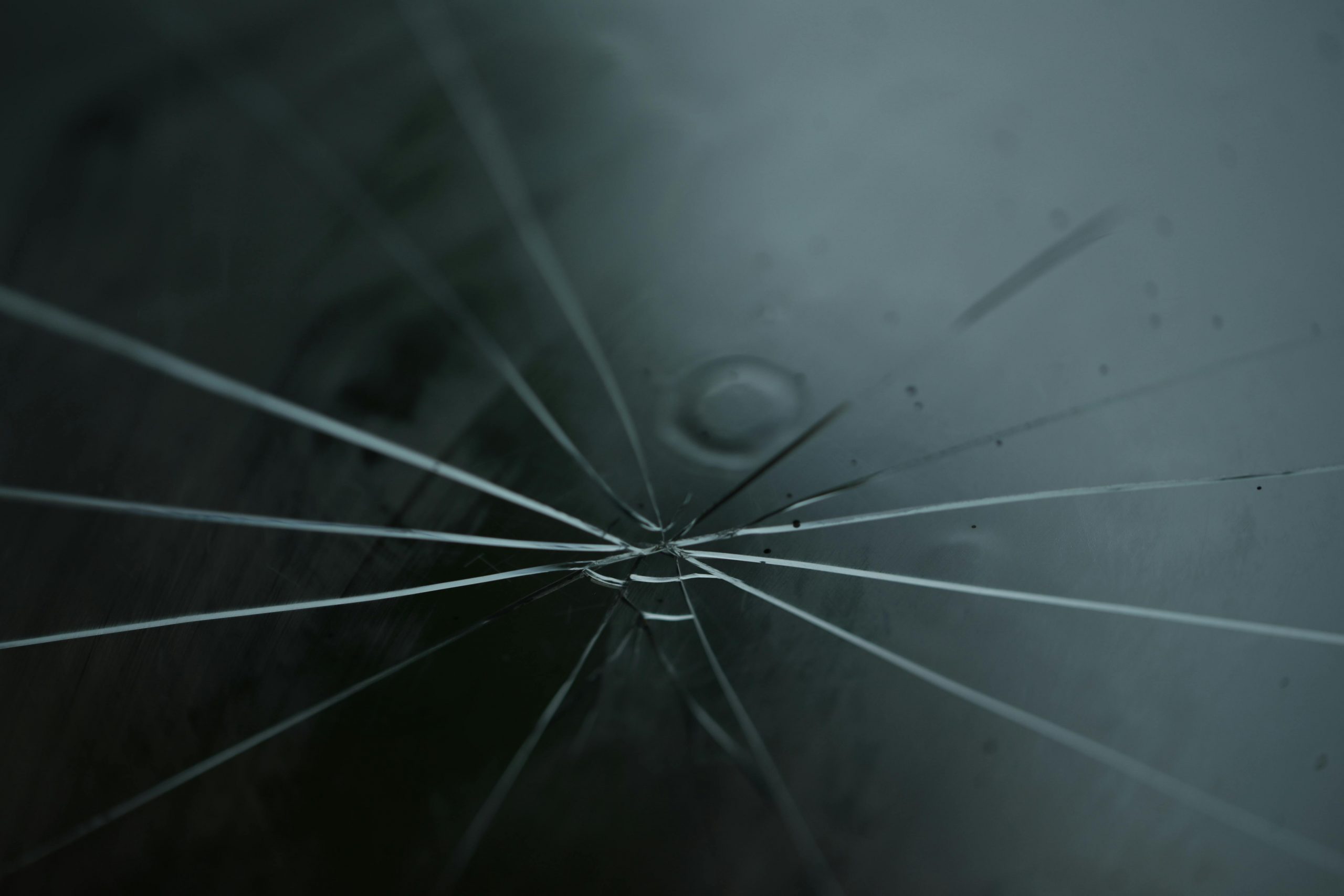 close-up of a windshield crack